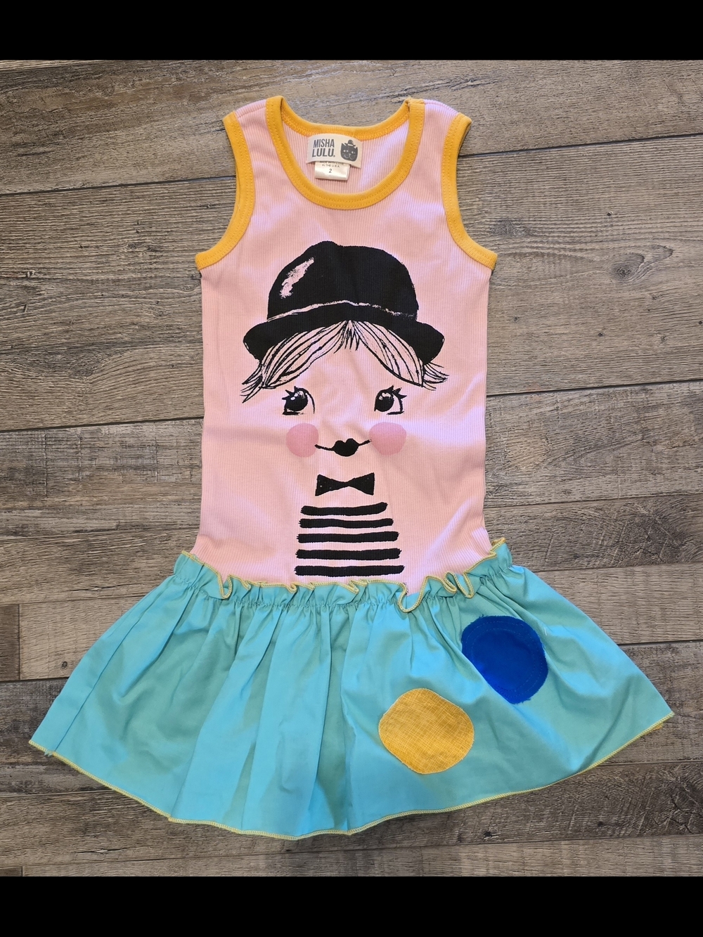 Misha Lulu Nwt Pink & Turquoise Cute Face Tank Dress